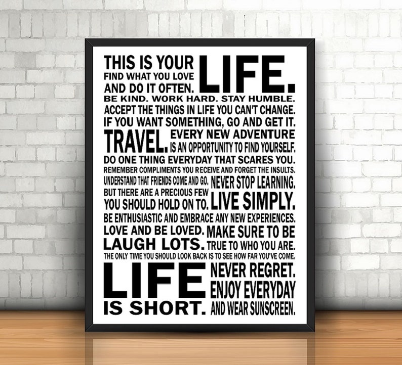 This Is Your Life Motivational Manifesto Poster Etsy