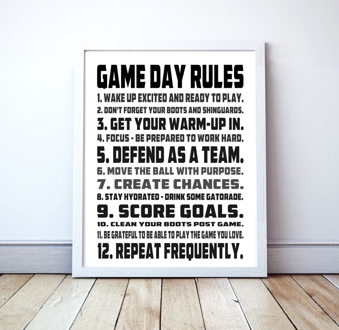 Game Day Rules Custom Soccer Typography Poster Print Etsy