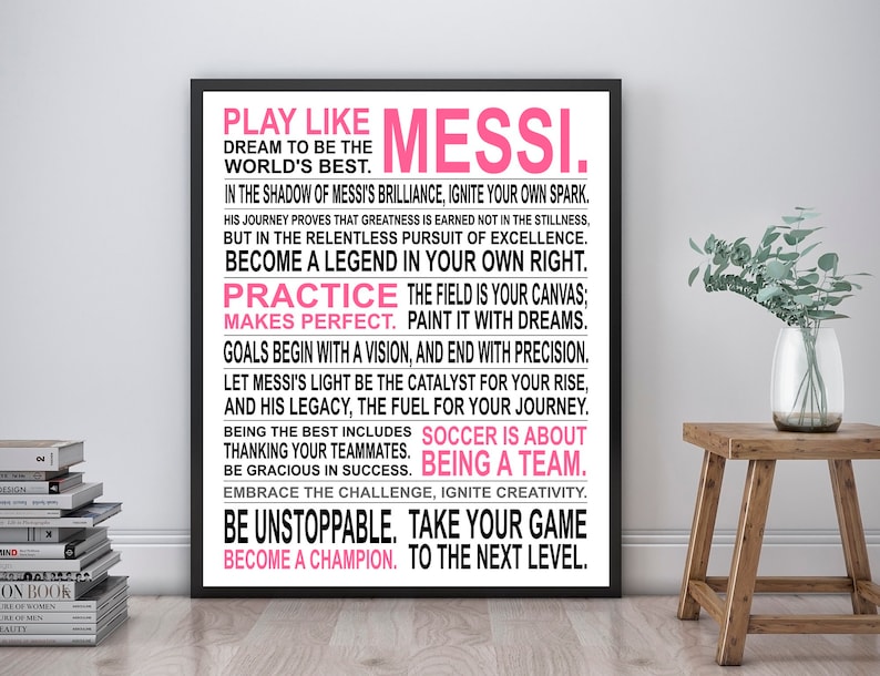 Play Like Messi Soccer Poster Print Unframed Argentina Inspirational Manifesto Soccer Boy Gift image 1