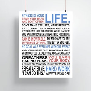 Fitness Inspiration Custom Manifesto Poster Print Unframed Get Fit Workout Motivation image 2