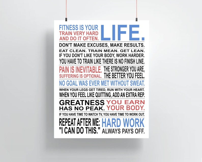 Fitness Inspiration Custom Manifesto Poster Print Unframed Get Fit Workout Motivation image 2