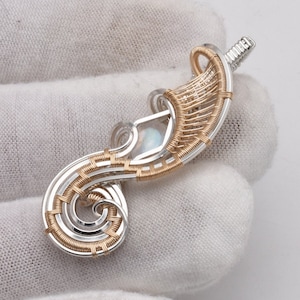 Moonstone Custom Wire Wrap Pendant &quot;Dragon Style&quot; // Gold Silver Titanium Heady Gemstone Necklace for Men and Women