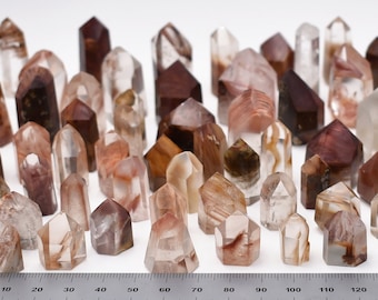 Cristal de tour de quartz amphibole du Brésil // Quartz rouge orange naturel sculpté Quartz obélisque