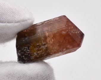 Tourmaline Crystal Green & Pink 22.3g from Malkhan, Eastern Siberia, Russia // Large Terminated Crystal