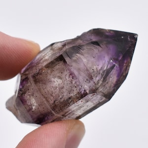Enhydro Amethyst Crystal 34.3g from Zambia // African Smoky Phantom Purple Quartz Crystal Point Specimen
