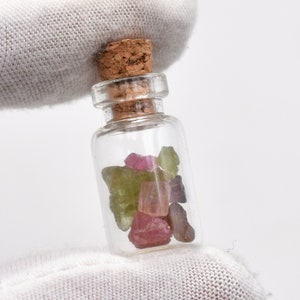 Bouteille de fée en cristal de tourmaline de pastèque // Cadeau en cristal de tourmaline brut rose et vert