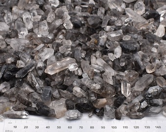 Carbon Quartz Crystal from Tibet // Natural Points with Black Carbon Inclusion for Jewelry and Wire Wrapping