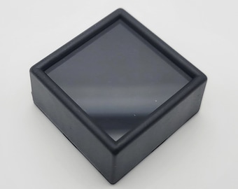 Square Gem Jar 1.5&quot; Glass Top Display Box // White or Black for Crystal, Mineral, Gemstone, Specimen display