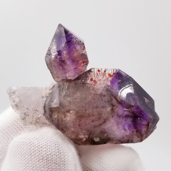 Zambian Phantom Amethyst Enhydro Scepter Crystal  // African Moving Enhydro Water Bubble Purple Amethyst Quartz Specimen