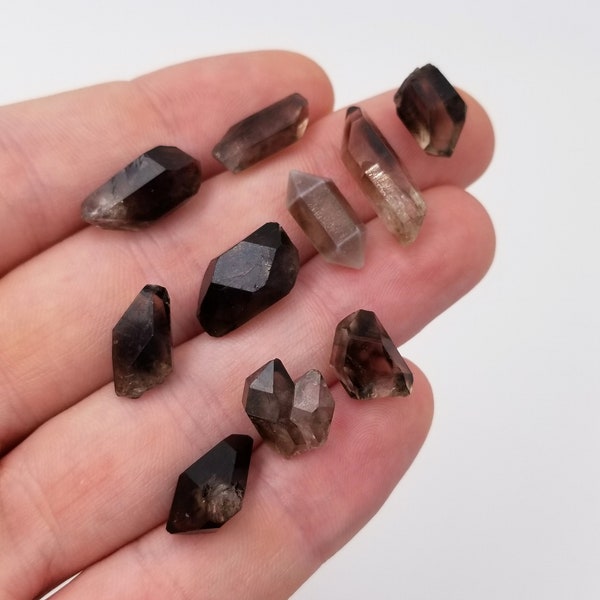 10x AAA Tibetan Smokey Quartz Crystal Parcel // 12.4 grams // Tibet // Terminated Natural Points with Phantoms for Jewelry and Wire Wrapping