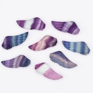 Rainbow Fluorite Angel Wing Gemstone Carving // ~30 mm // Carved Gemstone Wing Charm for Jewelry and Wire Wrapping