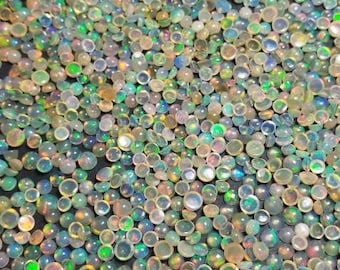 Welo Opal Round Cabochon 10x LOT from Welo, Ethiopia // Natural Green Red Blue Flash for Jewelry and Wire Wrapping