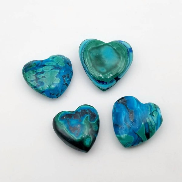 Malachite & Chrysocolla Heart Carving random selection // DRC Democratic Republic of Congo polished