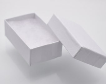 Jewelry Box 2.5" x 1.5" Cotton Filled  // White Box for Jewelry, Crystal, Mineral, Gemstone packaging