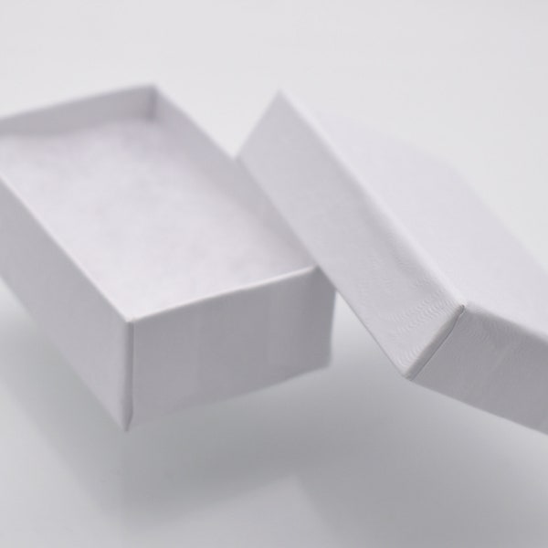 Jewelry Box 2.5" x 1.5" Cotton Filled  // White Box for Jewelry, Crystal, Mineral, Gemstone packaging