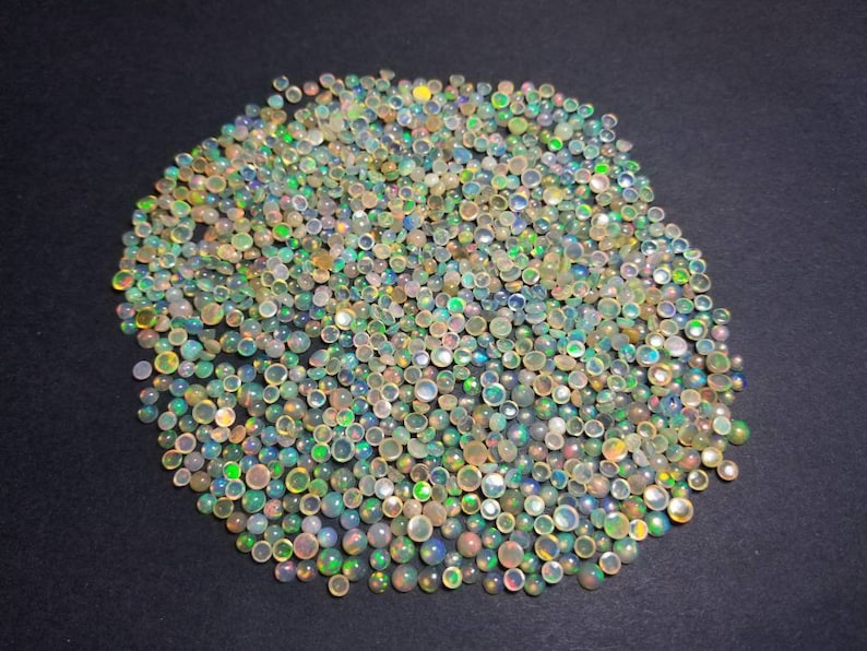 10x Round Opal Cabochon Welo Ethiopia Natural Green Red Blue Flash for Jewelry and Wire Wrapping