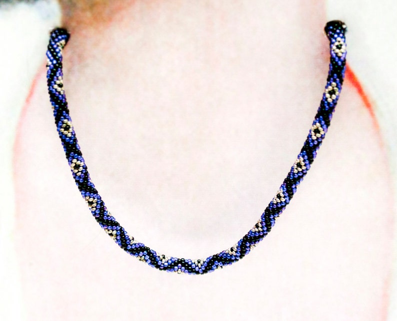 Purple Beaded Rope Necklace with Clasp Etsy