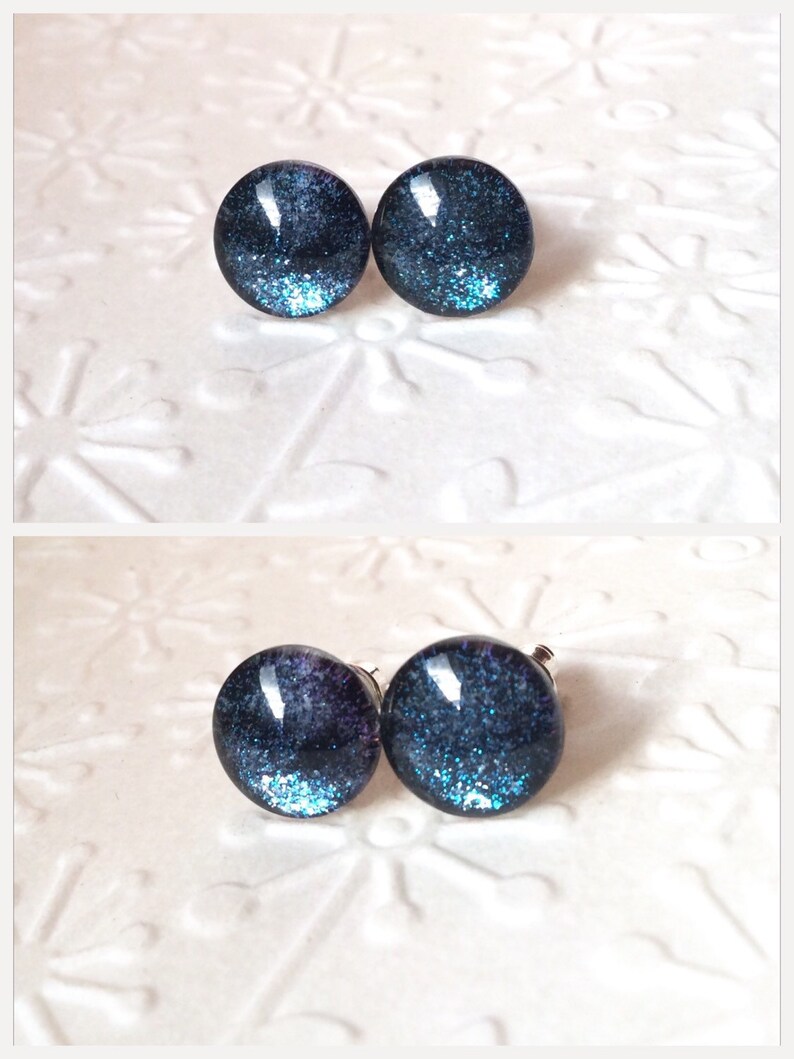 Black Stud Earrings Resin Stud Earrings Tiny Stud Earrings Etsy