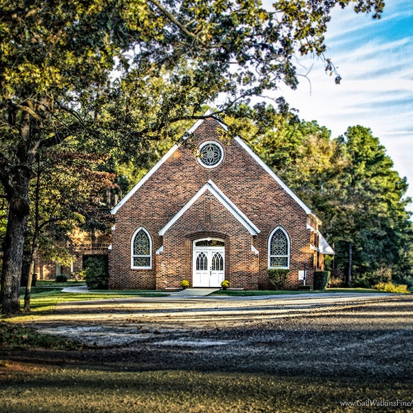 Methodist Church Print,  Historical McMahan Chapel Print in Color or Black and White, Historical Landmark Chapel, Methodist History