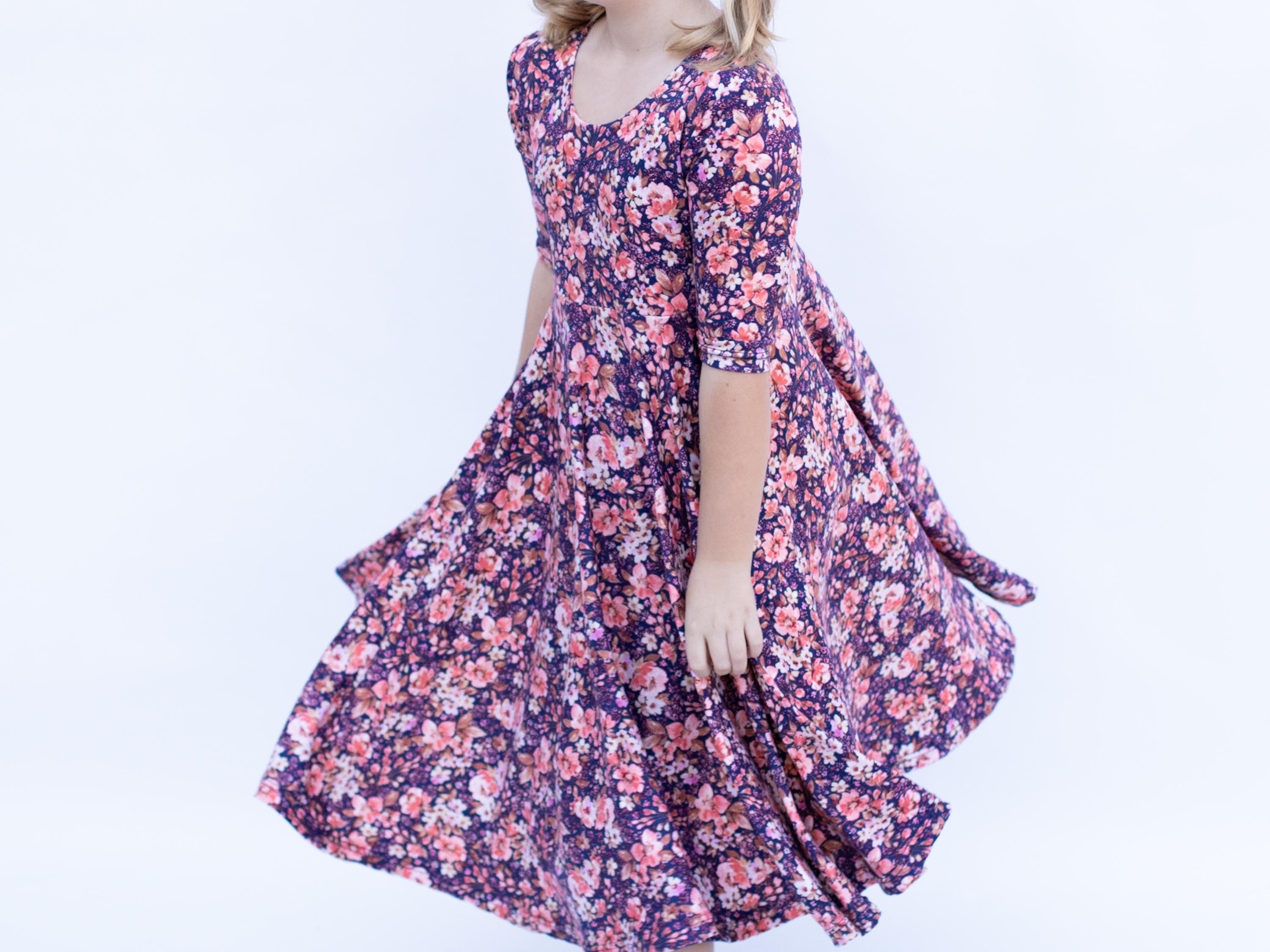 Navy Blue and Pink Dress - Etsy