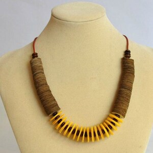 Bohemian Yellow necklace , Unique Neckpiece,