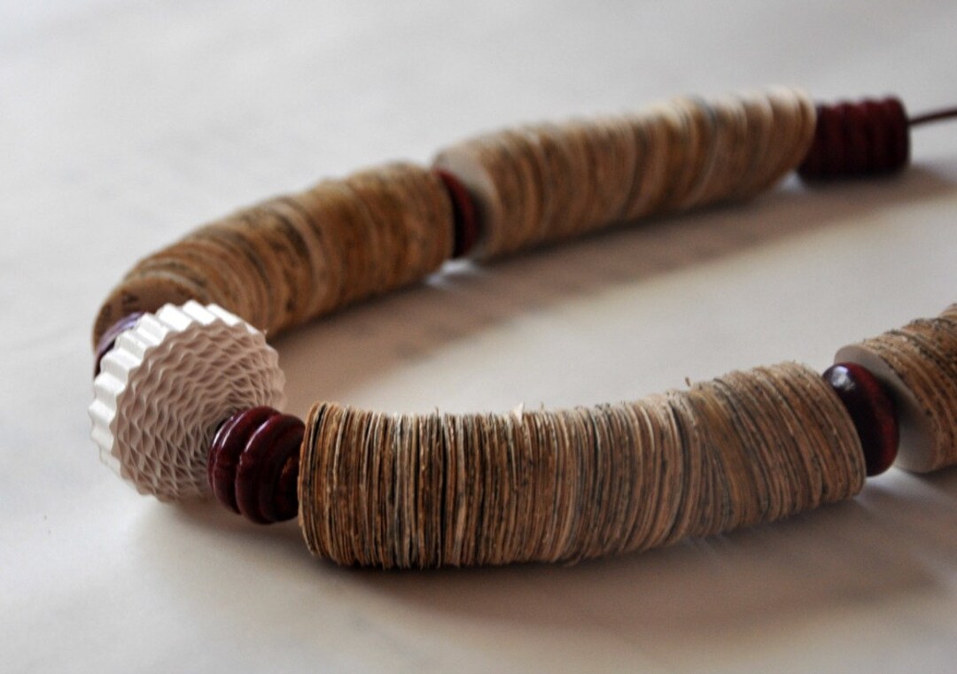 Book Paper Necklace Statement Corrugated Cardstock Bead . Etsy