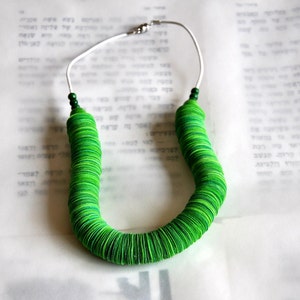 Green Statement Necklace, Paper Bead Necklace, Paper Jewelry, Literature Gift, Avant Garde Necklace, Sustainable Jewelry, Book Lover Jewelry