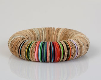 Colorful Bracelet, Eco Bracelet, Paper Art, Paper Baed Jewelry, Paper Bead Bracelet, Large Bracelet, Paper Art Bracelet, Disc Bead Bracelet