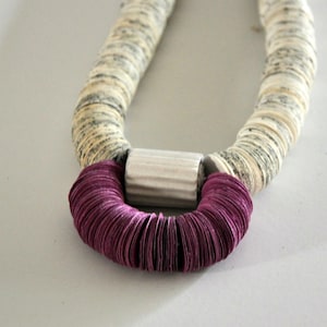 Paper Necklace, Statement necklace, Book paper, book jewelry, violet necklace, Recycled necklace, Paper neckpiece, Special  gift, Book lover