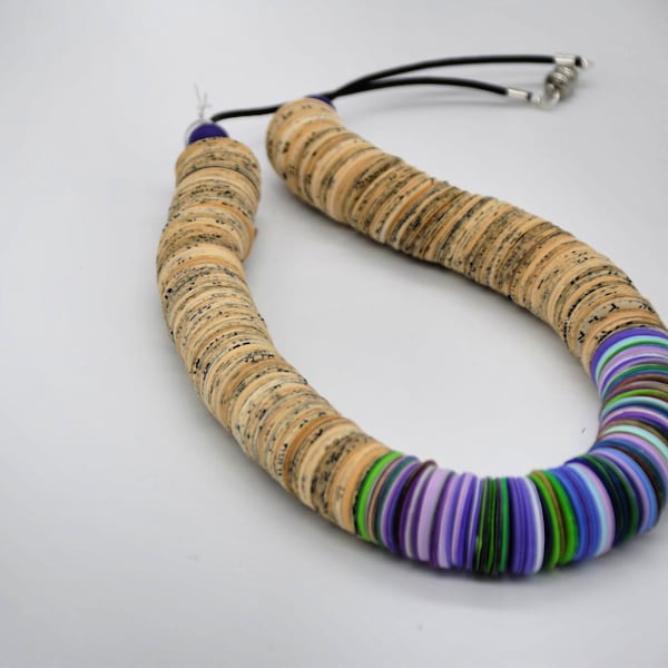 Paper Bead Necklace, Recycled Paper Jewelry, Handcrafted Necklace, Unique Retirement Gift, Retirement Necklace Gift, Colorful Paper Necklace