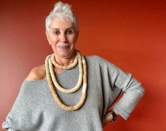 Extra Long Paper Necklace, Handmade Recycled Jewelry, Bold Avant Garde Style