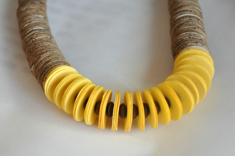 Bohemian Yellow necklace , Unique Neckpiece,