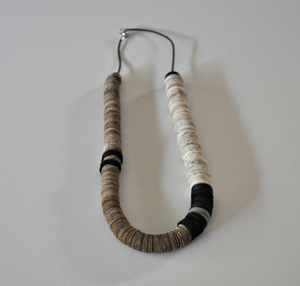 Paper Necklace Necklace made of Book pagesBlack Silver and Etsy