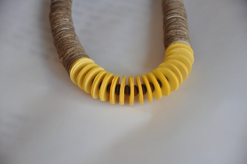 Bohemian Yellow necklace , Unique Neckpiece,
