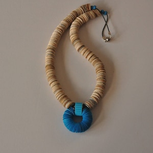 Paper Necklace, Paper Bead Necklace, Paper Pendant Necklace, Paper Jewelry, Upcycle Gift, Book Jewelry, Reader Gift, Blue Drop Necklace