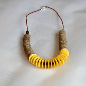 Bohemian Yellow necklace , Unique Neckpiece,