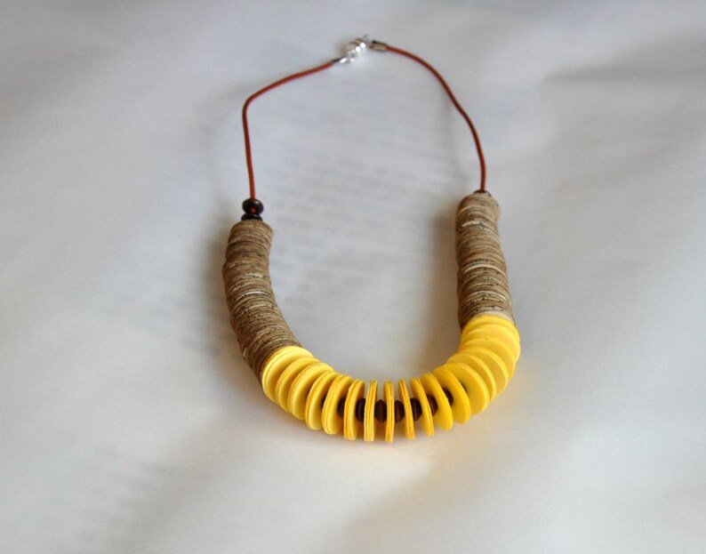 Bohemian Yellow necklace , Unique Neckpiece,