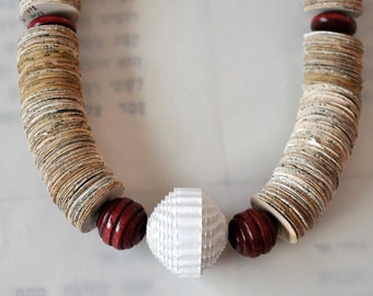 Necklace made of Book Paper, Christmas Gift,