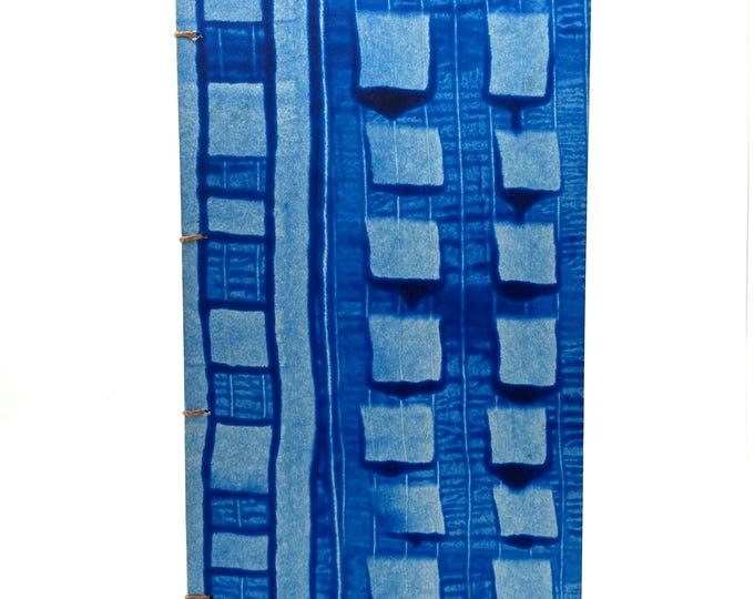 Hand-Painted Blue Grid Pattern Hardcover Sketchbook