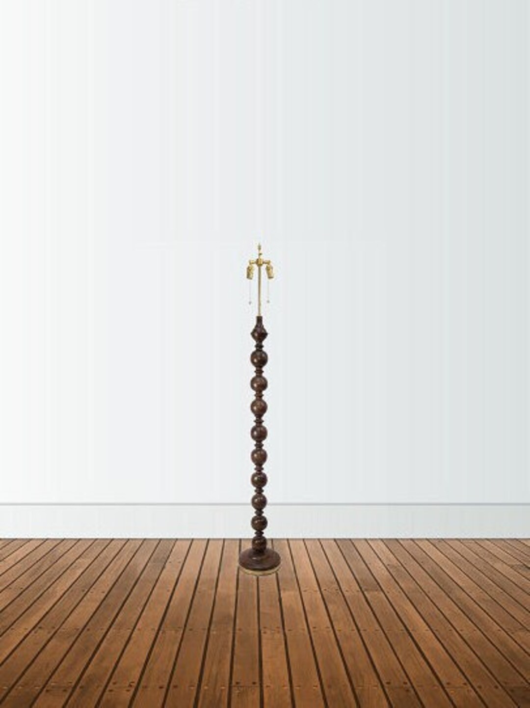 Cherry Wood Floor Lamp, A.B. Thomas Original, Solid Brass Hardware