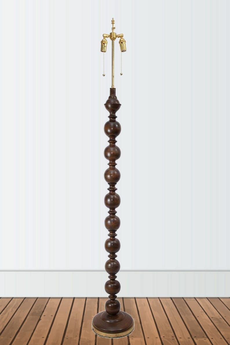 Cherry Wood Floor Lamp A.B. Thomas Original Solid Brass Etsy
