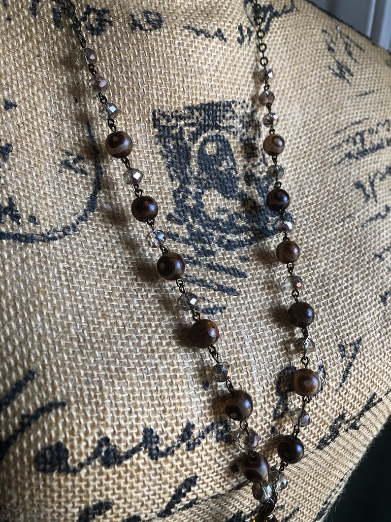 Boho Tibetan Agate gemstone sari silk tasselboho sari silk tasselprinted tasselmulti color sari tasselagate beaded chain tasselsari