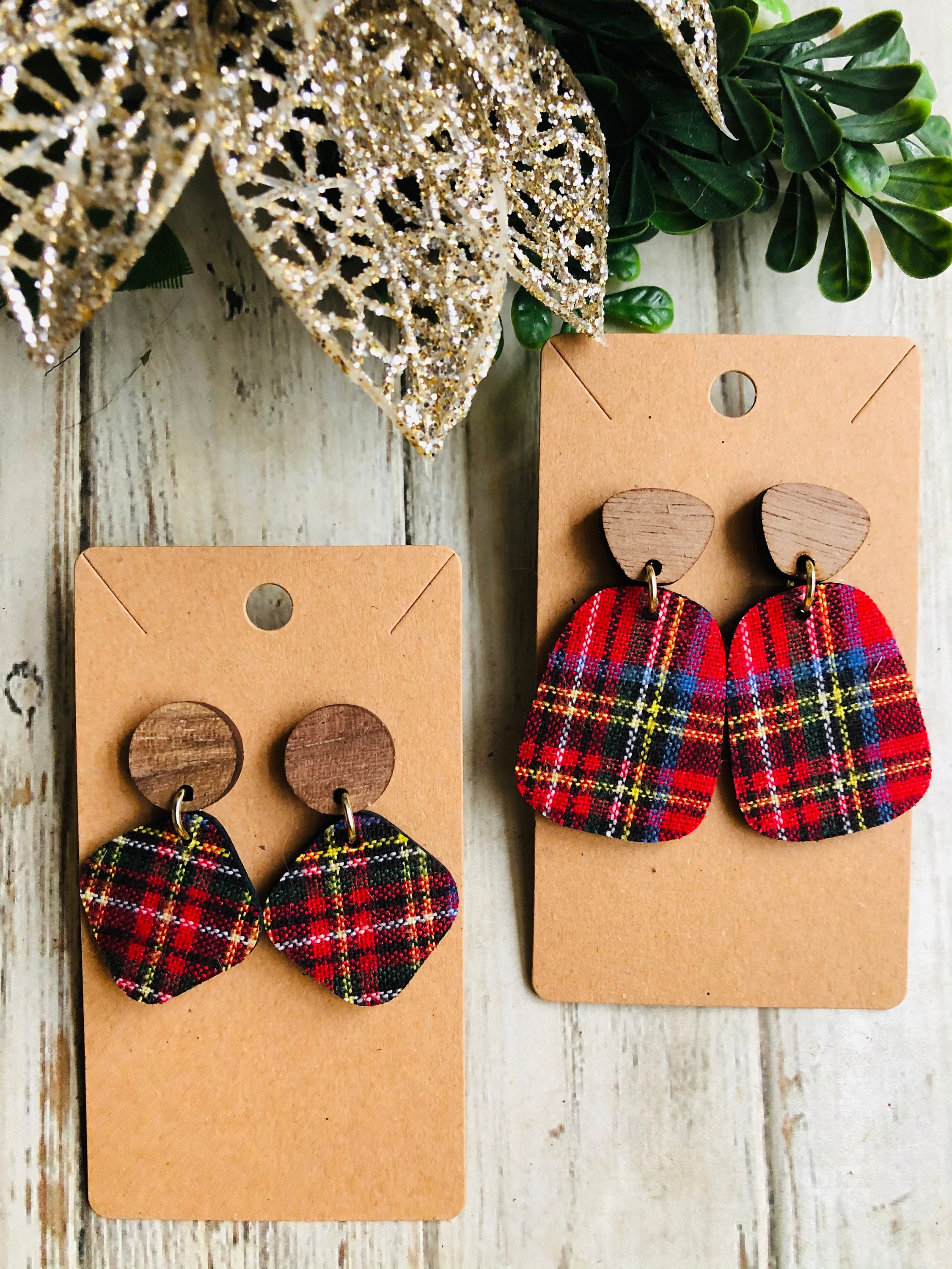 Red Tartan Earrings - Etsy