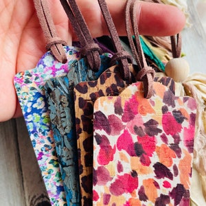 Boho Leather Cork Sari Silk Tassel Bookmark/bookmark/floral Bookmark