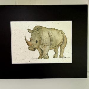 Original Rhinoceros in watercolor