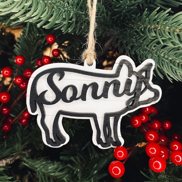 Ross Mill Pig Sanctuary Fundraiser Ornament l Personalized Pet Ornament | Pig Ornament | Pot Belly Pig Gift | Pet Gift | Christmas Ornament