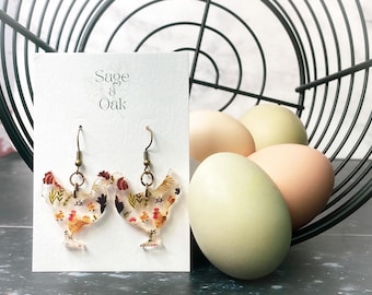 Chicken Dangle Earrings, Chicken Earrings, Chicken Lovers Gift, Chicken Tender, Gift for Chicken Owners,