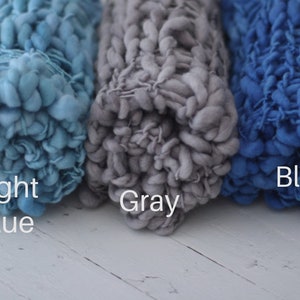 Mini knit blanket wool layer posing wrap basket filler stuffer newborn nb baby sitter flokati mat photo prop openweave OW stretchy