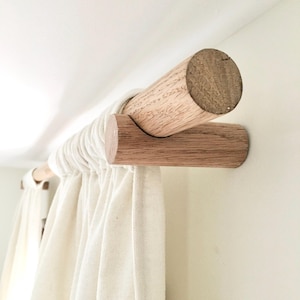 48”- 84” Solid Wood Curtain Rod Set, Solid Oak, Natural