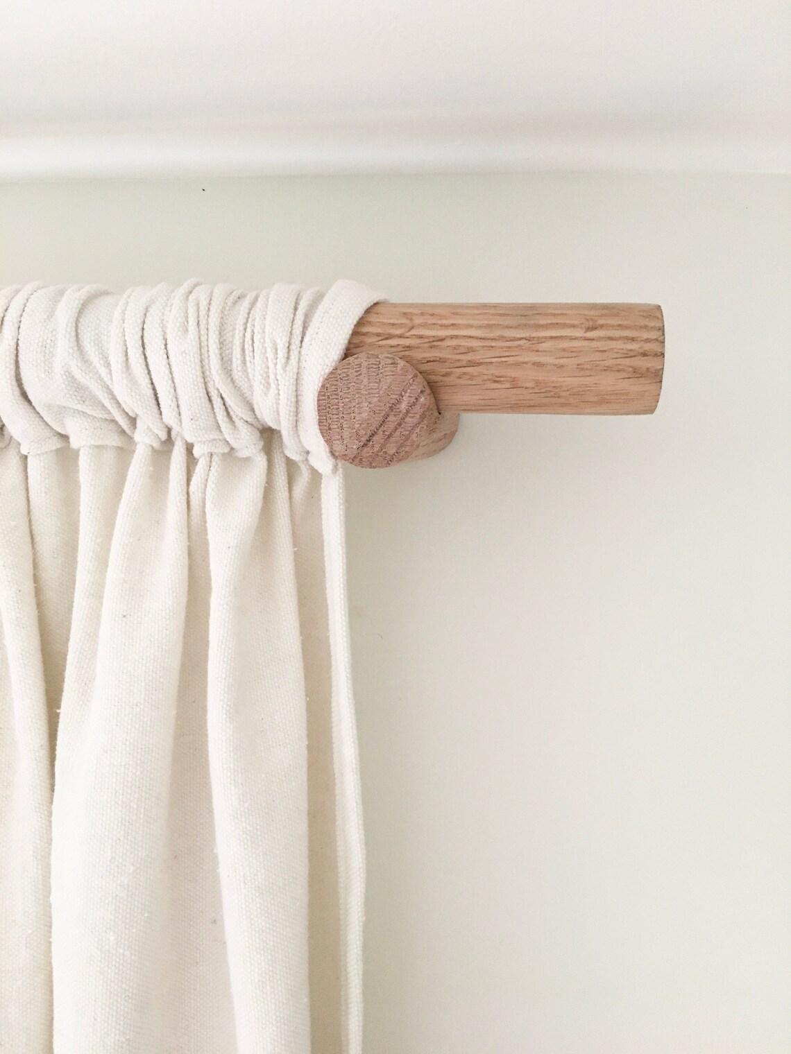 28 47 Wooden Curtain Rod Set Oak Natural Etsy